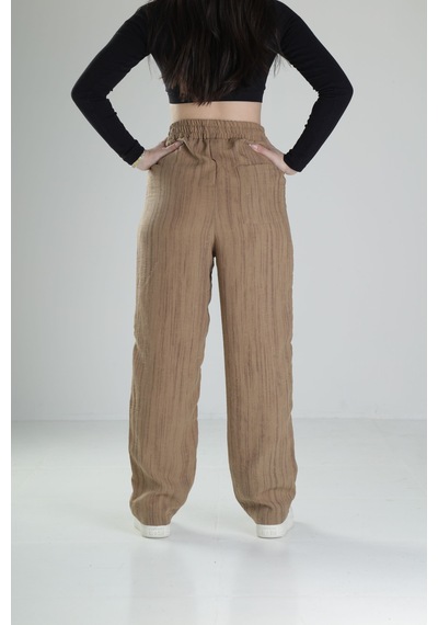 Cocopelli Aerobin Keten Kumas Kahve Baggy Pantolon Coc2510 Kahverengi