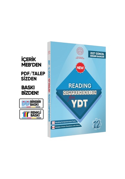 2027 YDT MEBİ İngilizce 12.Sınıf Reading Okuma-Anlama Kitabı Soru Bankası Video Çözümlü BASKI ÜCRETİ