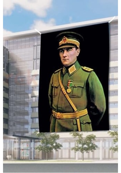 Zc Bayrak Siyah Atatürk Üniformalı Portre Raşel Dijital Baskı Bayrak 100 X 150 Cm Diğer