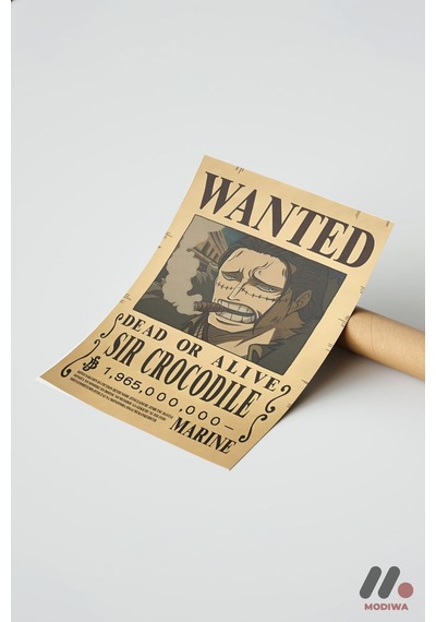 One Piece Sir Crocodile Wanted Poster, Çerçevesiz Yüksek Kalite Duvar Afişi - Anime Severlere Özel H