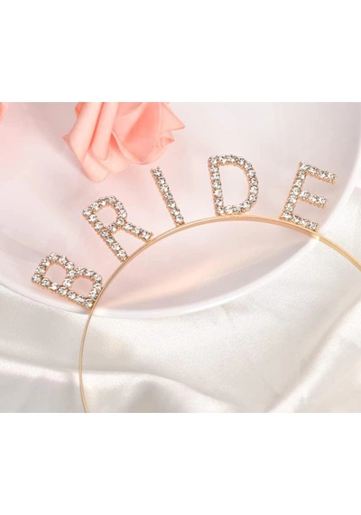 Altın Gold Renk Bekarlığa Veda Kristal Taş Bride Tacı İthal 16x10 Cm Diğer