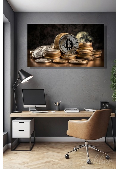 Yatay Kanvas Tablo Tekli Ofis Broker Bankacılık Yatırım Kripto Para Bitcoin Borsa Forex 2912