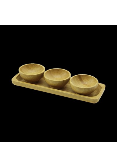 Bambu Lokumluk Ve Çerezlik Seti 3'lü Sunum Tepsili 6 Cm Çok Renkli