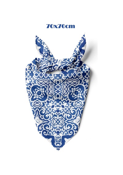 Azulejo Çini Desen 70 70cm Bandana/fular Çok Renkli