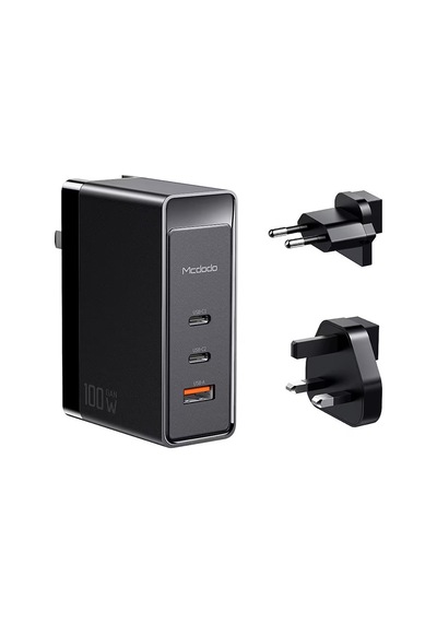 Mcdodo Ch-8101 100w Gan Serisi 3 Port Başlıklı 1xusb 2xtype-c Girişli Universal Şarj Adaptörü- Siyah