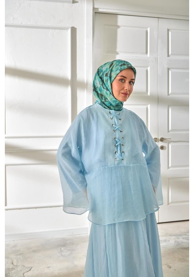 Silk Home Velora Eşarp 161001-24 Turkuaz, Antrasit, Su Yeşili