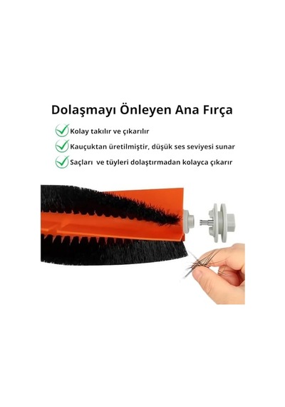 Dreame D9,d9 Max,l10 Pro,d9 Pro İle Uyumlu 1 Ana Fırça 2 Beyaz Yan Fırça 2 Filtre 2 Mop Genel