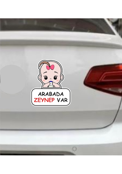 Kişiye Özel Arabada Bebek Var Sticker - Araba Oto Araç Cam Sticker - 00308 15x13 Cm