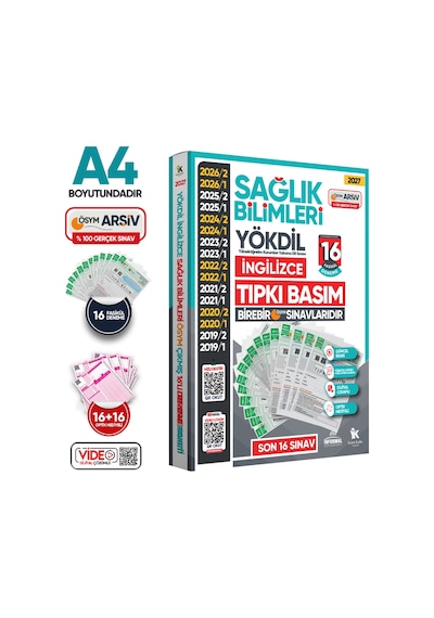 2027 YÖKDİL İngilizce SAĞLIK BİLİMLERİ ÖSYM Çıkmış Soru Tıpkı Basım Deneme Paketi 16li Türkiye Geneli