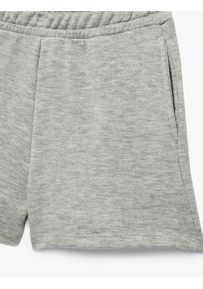 Koton Beli Bağcıklı Cepli Viskon Karışımlı Basic Şort Gri Melanj 6skg40187ak