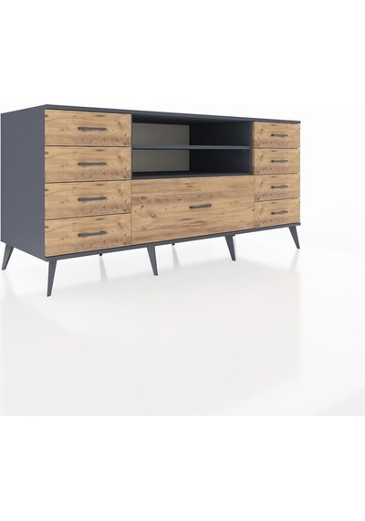 Kronos Konsol 2 Raflı 9 Çekmeceli 176x59x83 Antrasit-antrasit/çam Antrasit/çam Kronos Konsol 2 Raflı 9 Çekmeceli 176x59x83 Antrasit-antrasit/çam Antrasit/çam