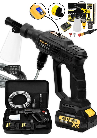 Assur ASR434 21V Çift Akülü Basınçlı Yıkama Siyah