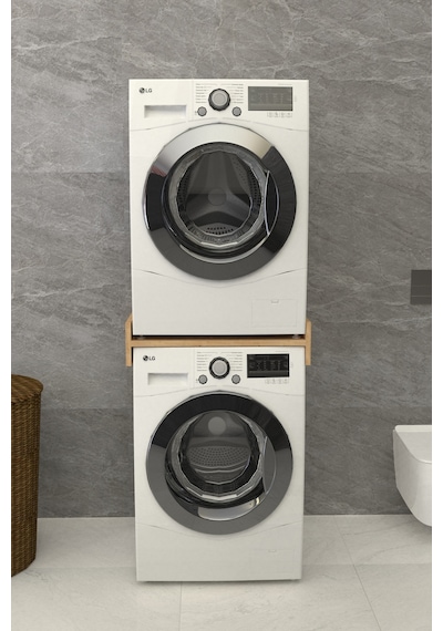 Solvo Banyo Dolabı Çamaşır Ve Kurutma Makinesi Dolabı Beyaz Kahverengi