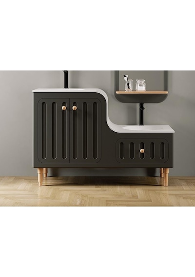 Denko Ada 120 Cm Antrasit Banyo Dolabı Alt Modül Lavabo Antrasit Denko Ada 120 Cm Antrasit Banyo Dolabı Alt Modül Lavabo Antrasit