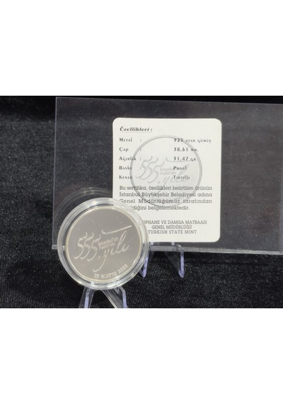 2008 İstanbul Un Fethinin 555. Yılı 925 Ayar Gümüş Proof Hatıra Para Sertifikalı