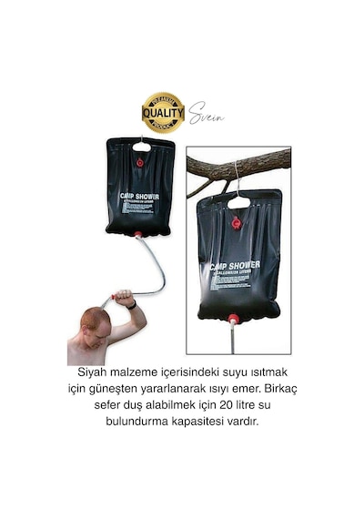 Premium Güneşte Isınabilen Taşınabilir Katlanabilen 20 Lt Kamp Duşu Seti Yıkanma Banyo Hortum Başlık Diğer