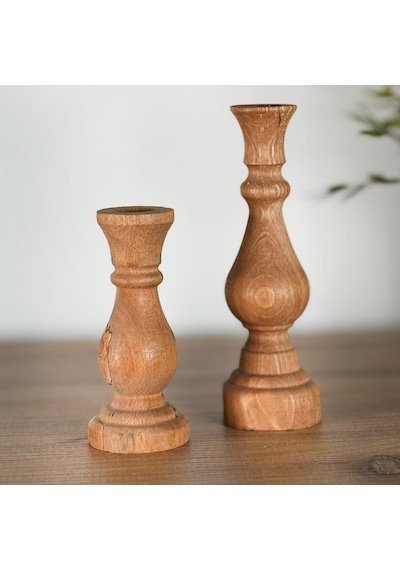 Mumluk Şamdan Ahşap Mumluk 2 Li 1258