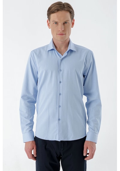 Morven Erkek Mavi Trend Baskılı Desenli İtalyan Yaka Slim Fit Gömlek 24mc004011300 Mavi