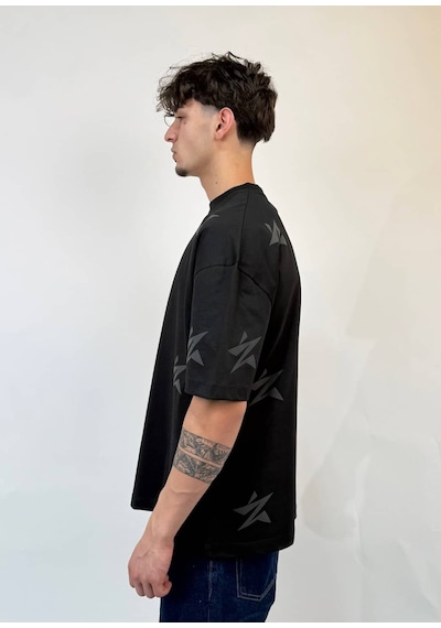 Zaee Star Baskılı Oversize Tişört Çok Renkli