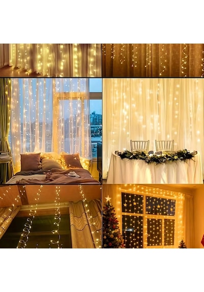 Shopytech 300 Led Usb Perde Işık 8 Modlu Uzaktan Kumandalı Gün Işığı Dekoratif Led Peri Işığı Çok Renkli