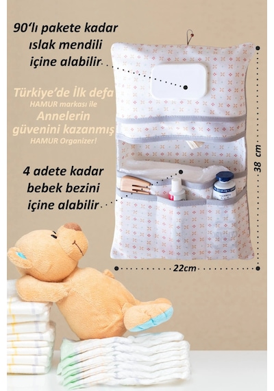 Kişiye İsime Özel Nakışlı Hediyelik Yenidoğan Anne Bebek Bakım Çantası Organizer Solid Yeşil