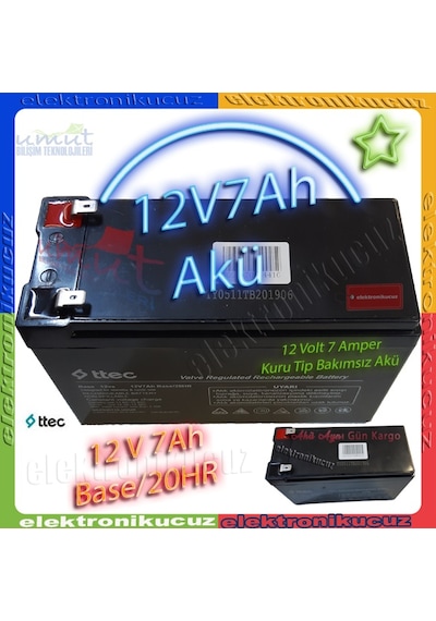 Ttec 12 Volt 7 Amper Akü 12v 7Ah Akü Bakımsız Kuru Tip Akü 12 Volt Akü 7 Amper