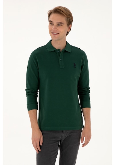 U.S. Polo Assn. Erkek Regular Fit Polo Yaka Koyu Yeşil Basic Sweatshirt 50307757-VR079 U.S. Polo Assn. Erkek Regular Fit Polo Yaka Koyu Yeşil Basic Sweatshirt 50307757-VR079