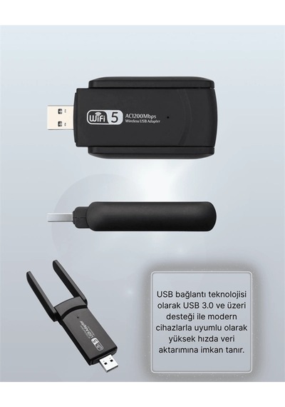 Kargo Yüksek Hızlı 1200 Mbps Çift Bant Usb Wifi Adaptör Güçlü Sinyal, Geniş Uyumluluk Najmaddin