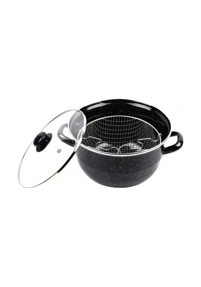 Hubrendy Tedarik Emaye Kızartma Tenceresi Siyah Kırçıllı 24 Cm Royaleks-69115 Diğer