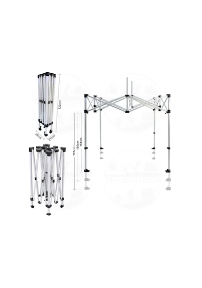 Yek Outdoor Teleskopik 3x2 Bagaj Boy Otomatik Gazebo Çardak Gölgelik Bahçe Kamelyası Asorti Renk Çok Renkli