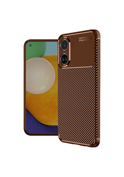 Oppo A60 Uyumlu Kılıf Auto Focus Karbon Kapak - Kahverengi