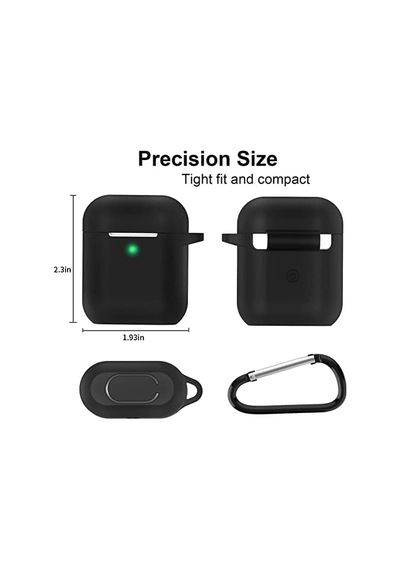Apple Kulaklık 1/2 Nesil İle Uyumlu Tam Koruyucu Askılı Yumuşak Slikon Kulaklık Kılıfı Siyah