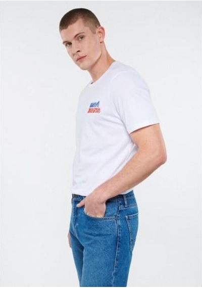 Mavi M066841-620 Beyaz Erkek Mavi Baskılı T-shirt Beyaz