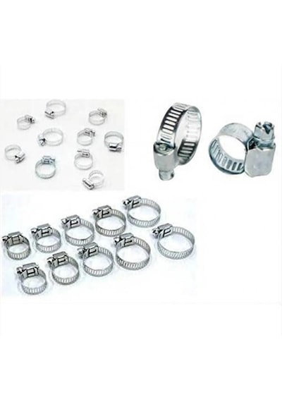 Paslanmaz Çelik Boru Metal Kelepçe Ayarlanabilir Klips 10 Adet Ayarlı Hortum Kelepçesi 10 Lu Set Standart