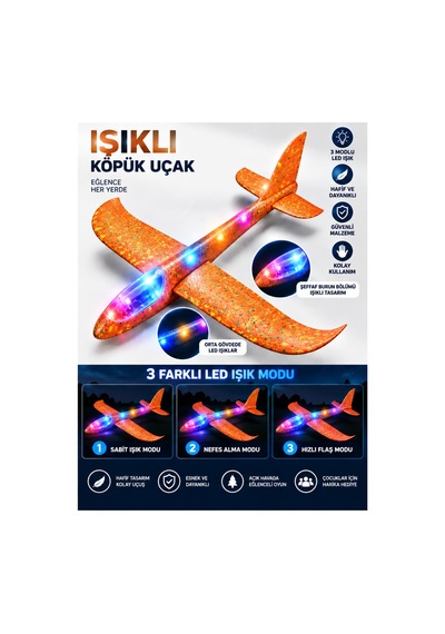Led Işıklı Köpük Uçak Oyuncak -büyük Boy Hafif Ve Dayanıklı Eva Köpük Kolay Kurulum Açık Hava Çocuk Oyuncağı - 921723640