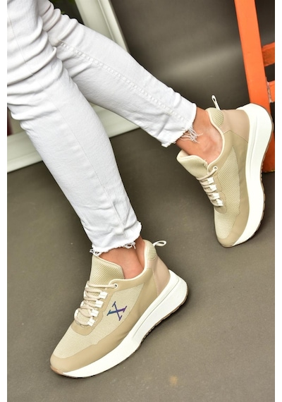 Fox Shoes P848531504 Bej Kumaş Kadın Spor Ayakkabı Bej