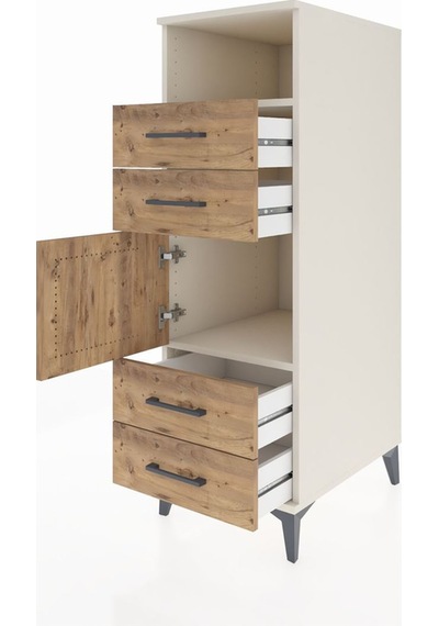 Kronos Dolap 2 Raflı 4 Çekmeceli Tek Kapaklı 44x59x134 Aytaşı-çam Aytası