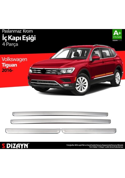 S-Dizayn Volkswagen Tiguan Krom İç Kapı Eşiği 4 Prç. 2016 Üzeri