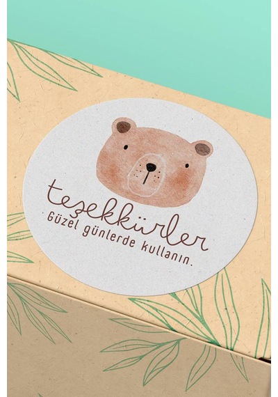 Ayılı Teşekkürler Kargo Sticker 3x3cm St2193 Çok Renkli