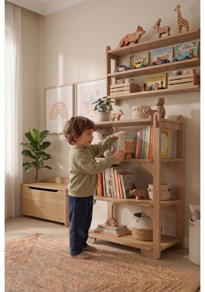 Tridihome Montessori Vidasız Geçmeli Sistem 18mm Mdf Dayanıklı Çocuk Kitaplığı Ve Oyuncak Rafı Safir Meşe Tridihome Montessori Vidasız Geçmeli Sistem 18mm Mdf Dayanıklı Çocuk Kitaplığı Ve Oyuncak Rafı Safir Meşe