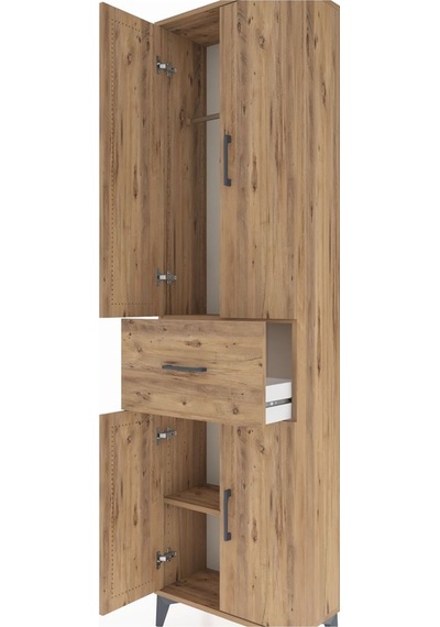 Arges Dolap 2 Raflı Tek Çekmeceli Tek Askılı 60x30x221 Çam-çam Çam