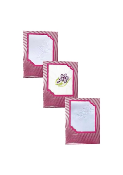 Elif Mira 3 Lü Özel Paket Premium Kadın İşlemeli Mendil Seti %100 Pamuk 28x28 Cm Çok Renkli