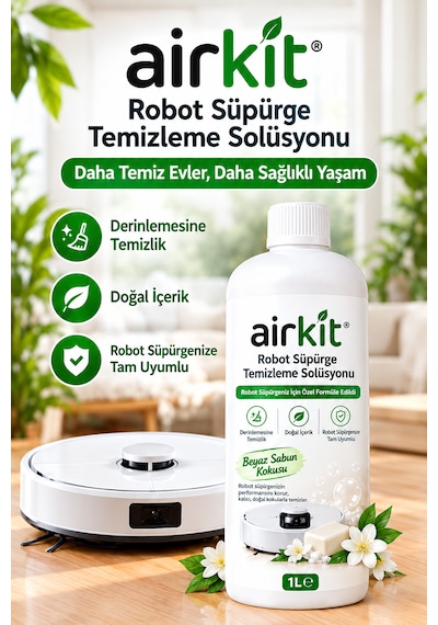 Robot Süpürge Deterjanı Solüsyonu Sıvısı 1 Lt Beyaz Sabun Kokusu Temizlik Solüsyonu Tüm Robot Süpürgeler 1000'li Set