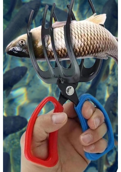 Metal 3 Pençeli Pratik Balık Sabitleme Aparatı Balıkçı Makası Balığı Tutup Çıkartmak İçin