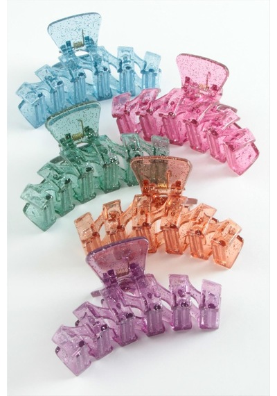 Zikzak Şeffaf Renkli Mandal Toka 8 Cm Pembe