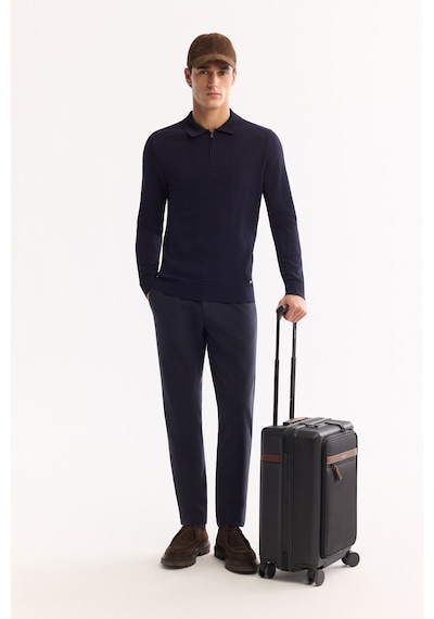 Avva Erkek Lacivert Polo Yaka Fermuarlı Rayon Tüylenmeyen Dokulu Triko Regular Fit Kazak A52y5019