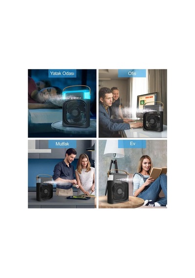 Taşınabilir Işıklı 5 Spreyli Vantilatör Buzlu Buharlı Vantilatör Mini Fan Nemlendirici Diğer