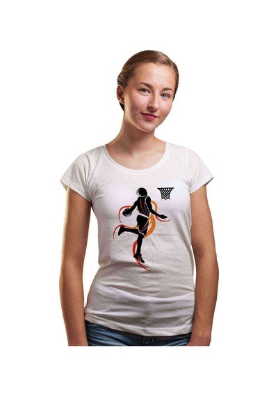 Silhouette Basketball Kadın Beyaz Tshirt