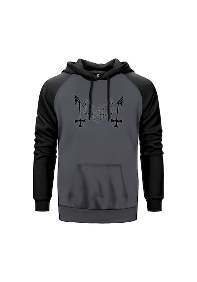 Mayhem Logo Text Gri Renk Reglan Kol Sweatshirt Gri