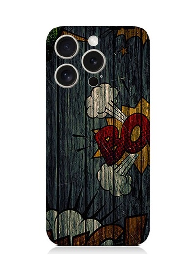 Apple Uyumlu iPhone 15 Pro Patlama Grafiti Desenli Silikon Kılıf Silikon